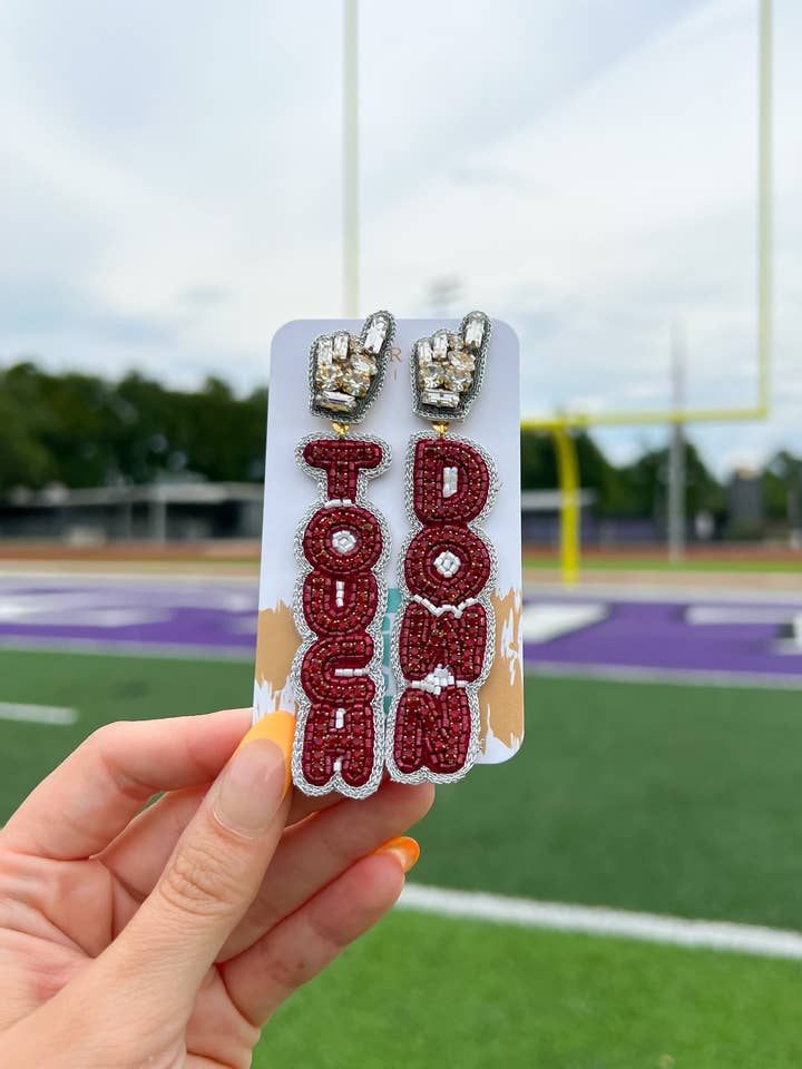 Maroon Touchdown Drops for wholesale by Taylor Shaye Designs
