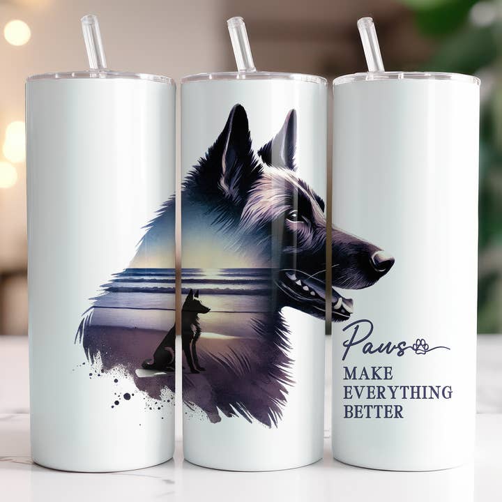 Beautiful Creations by Laney - Wholesale Insulated Mug/Tumbler - Belgian Malinois Paws Tumbler