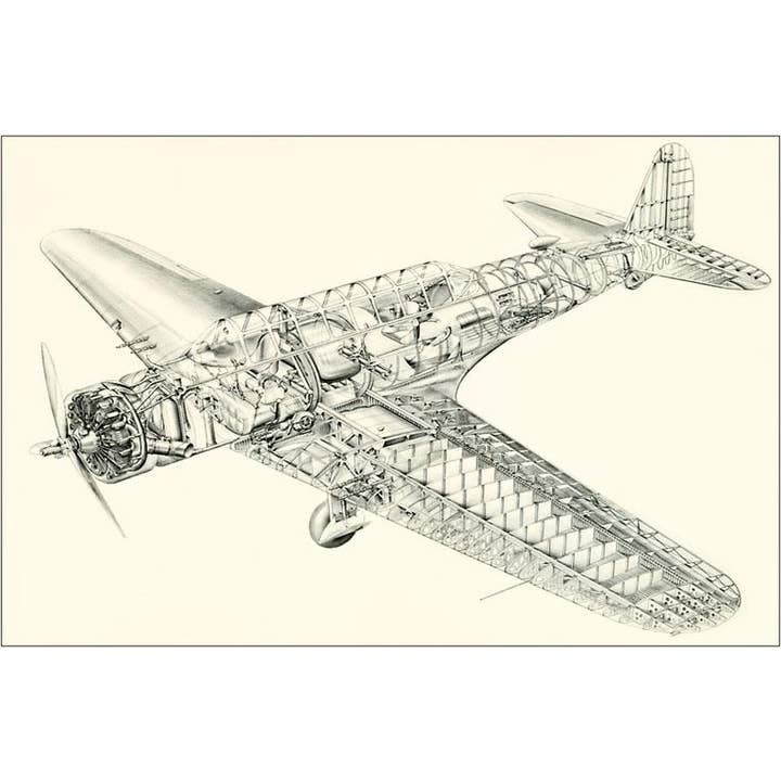 Illustrazione in sezione dell'aeromobile Magnet AV-171 per la vendita all'ingrosso da parte di Found Image Press