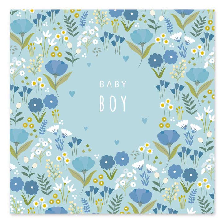 Klara Hawkins – wholesale Baby card – Baby Boy Card | New Baby Card | Blue Floral Card1