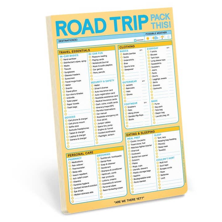 Knock Knock Road Trip Classic Pad (Pastel Version) (Notepad/Sticky Notes) for wholesale by Abrams & Chronicle Books