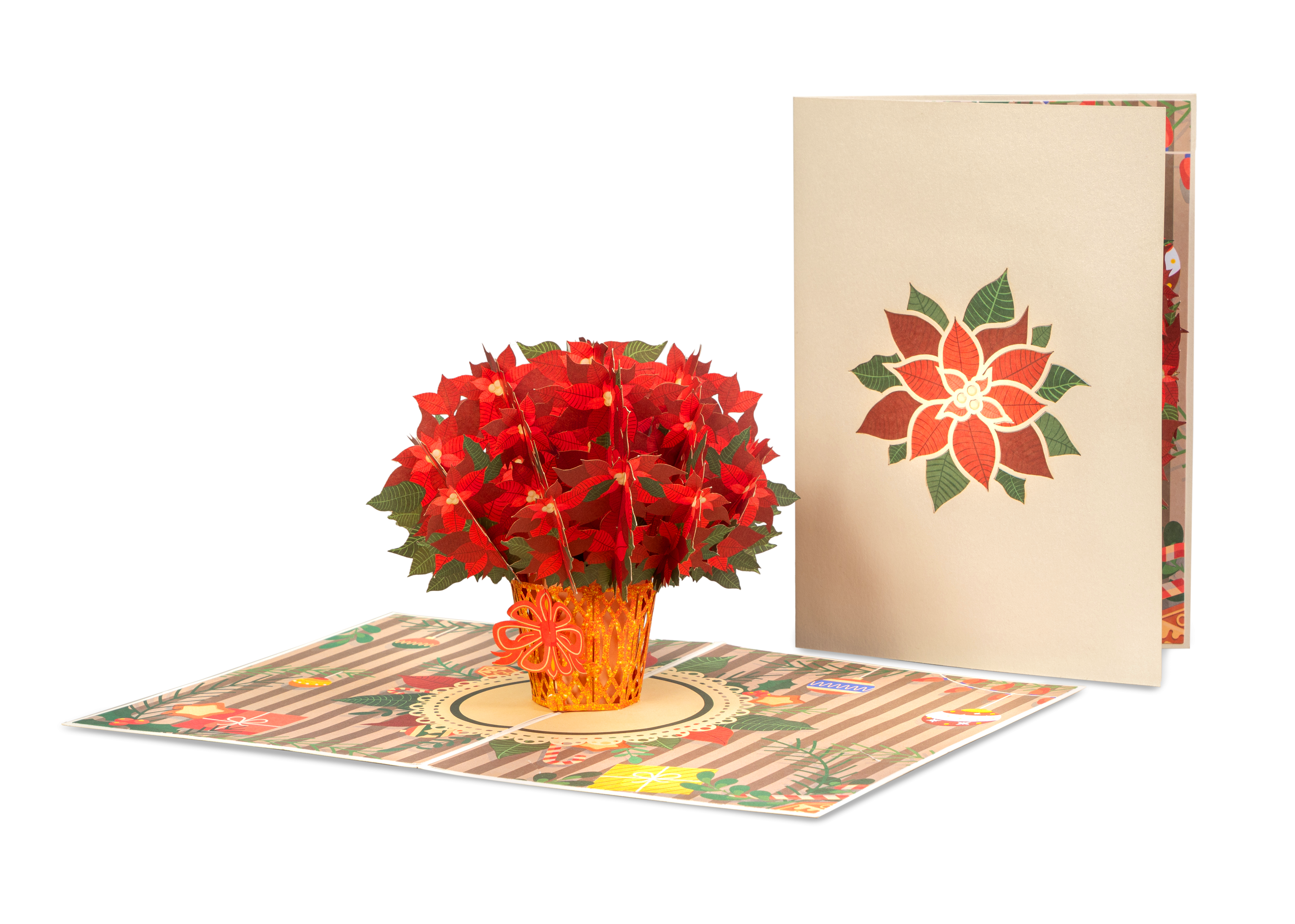Paper Love - Wholesale Christmas Card - Poinsettias Plant Pop Up Card5