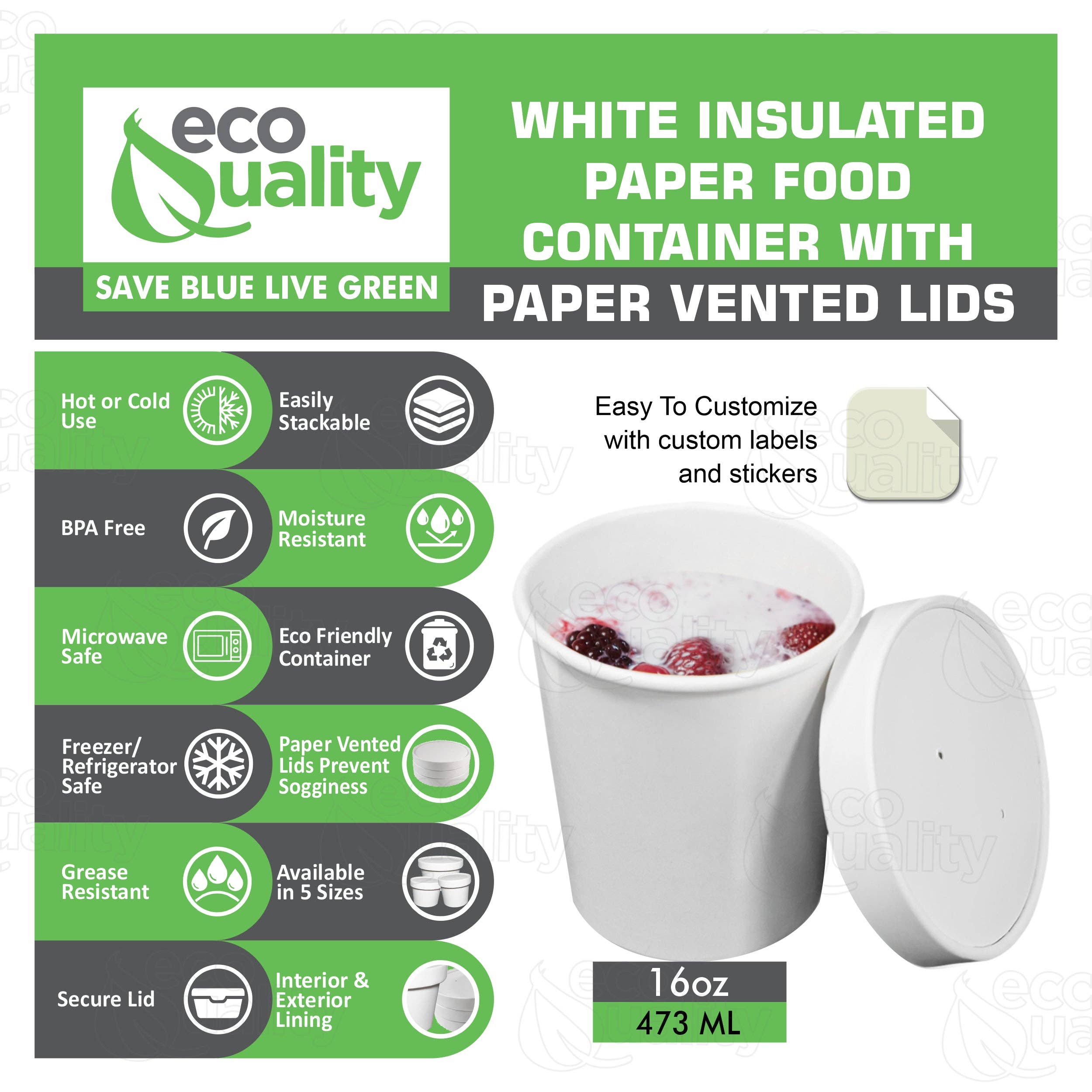 EcoQuality – wholesale Disposable cup – 16oz Disposable White Paper Soup Containers Ice-cream Paper1