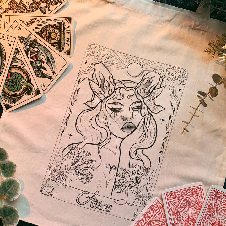 Ruby Rose Designs - Wholesale Tote Bag - Women's - Zodiac Goddess Tarot Card Tote Bag by Ruby Rose Designs