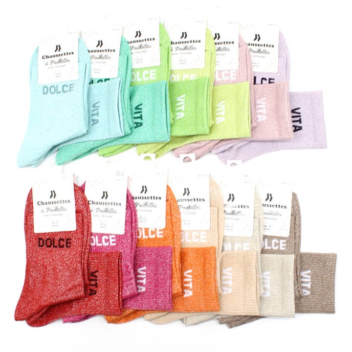 Sokken met tekst 'Dolce / Vita' voor wholesale door Vimoda