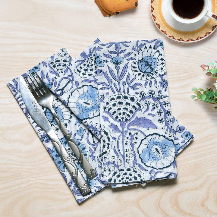Cotton Cloth Napkins - Indigo Blue (Set of 6) for wholesale by Cotton Print Club