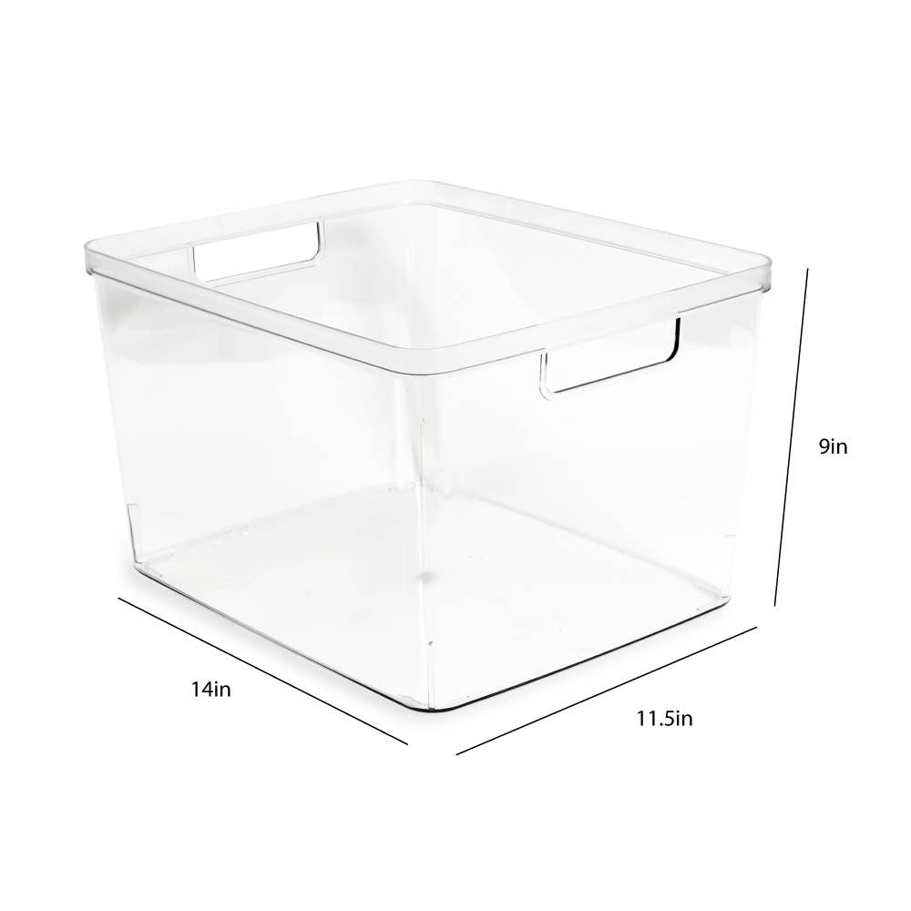 Isaac Jacobs International - Wholesale Storage Bin - Isaac Jacobs Clear Plastic Storage Bins w/Cutout Handles3