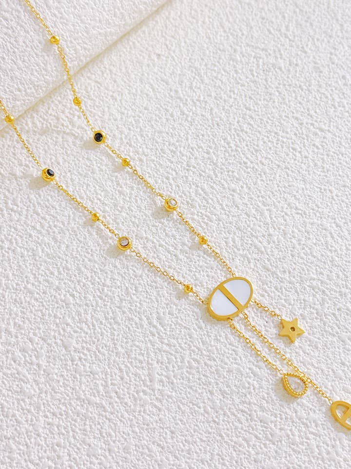 Oval Pearl Pendant Necklace in Stainless Steel for wholesale by COSMOS