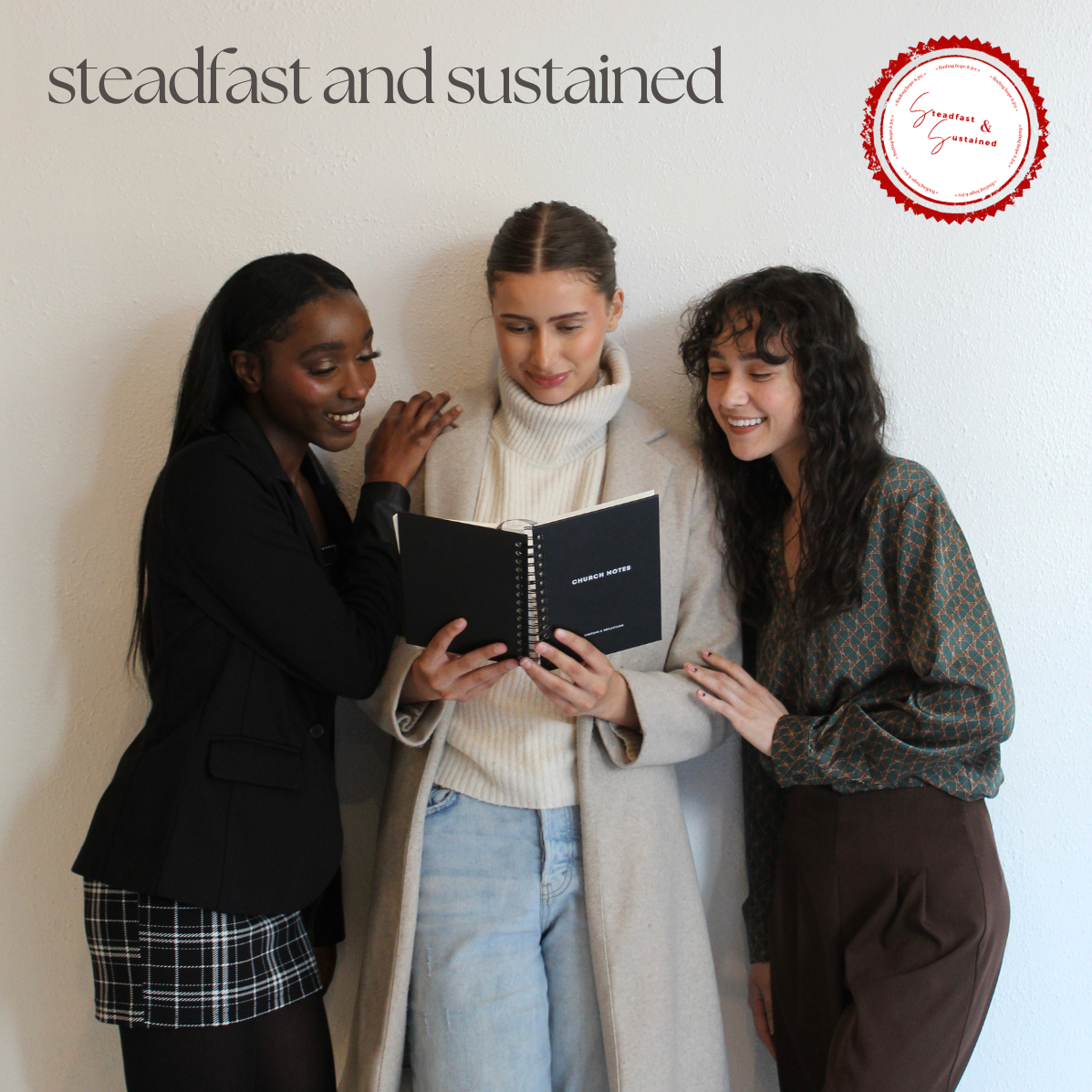 Steadfast and Sustained - Wholesale Journal/Diary - Church Notes Journal- White Spiral Linen- Christian Notebook9