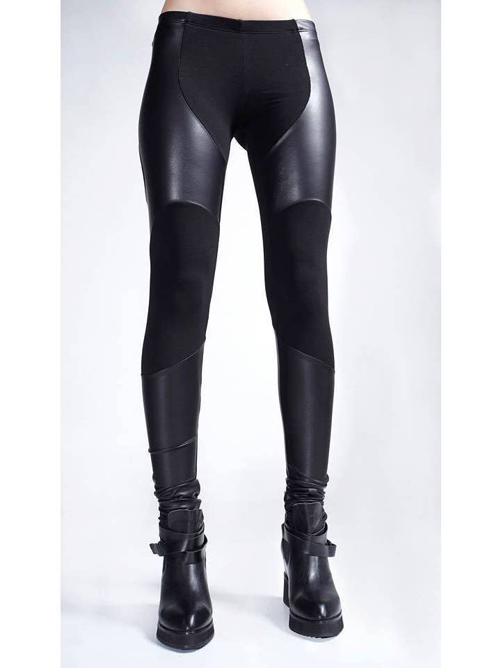 Black Faux Leather Leggings, Leather Pants, Punk Pants for wholesale on Faire0