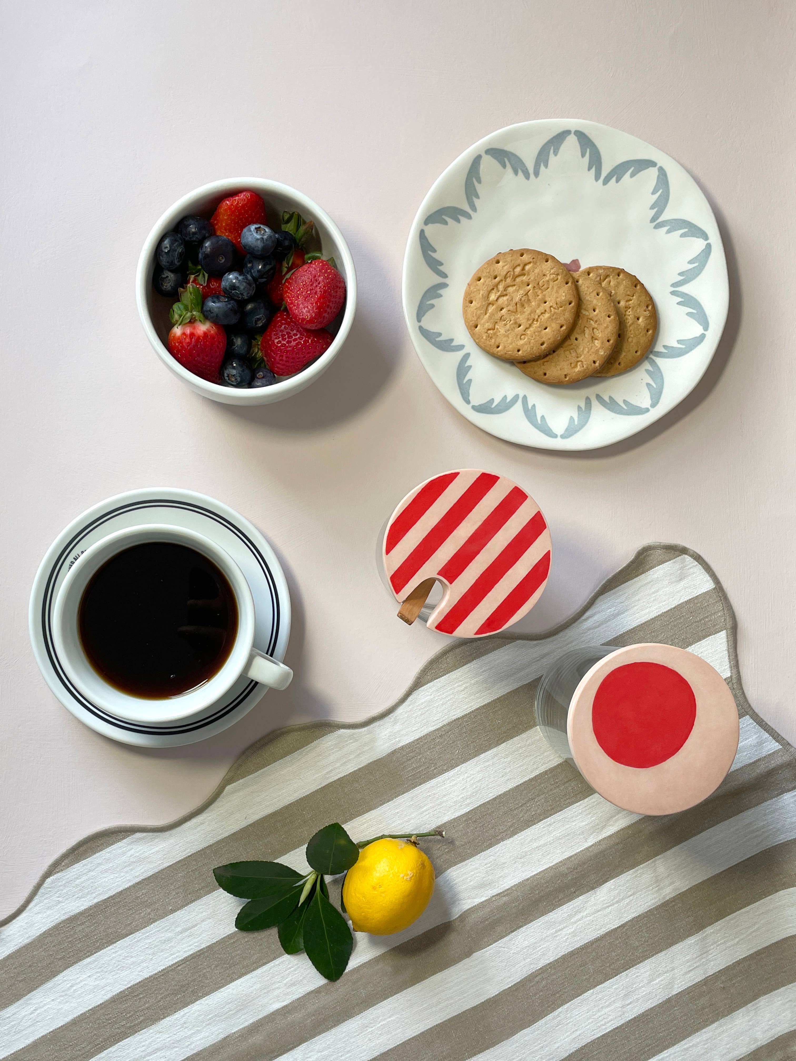 Casa Mescla - Wholesale Jar - Glass Sugar Pot with Stripe Lid & Wooden Spoon8