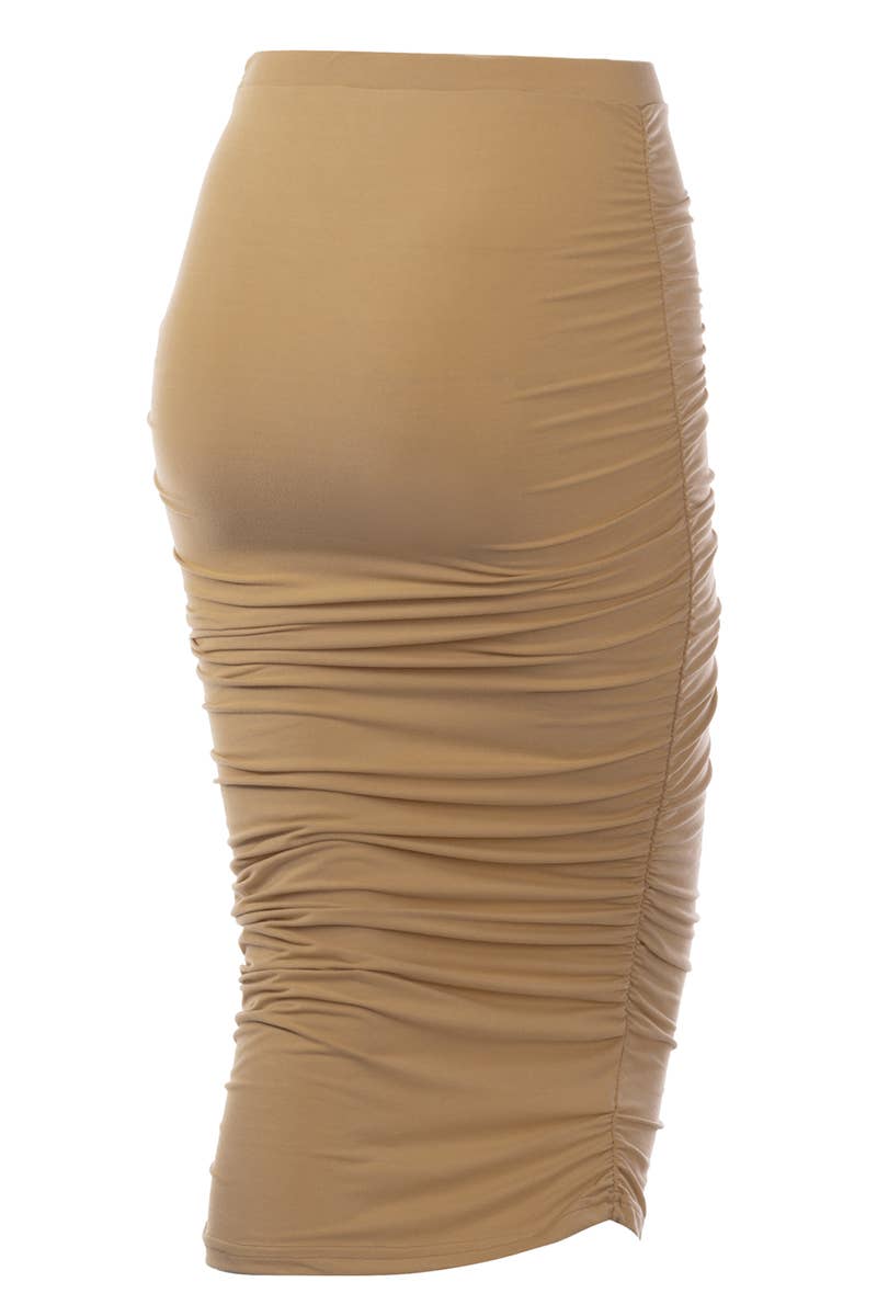 NINEXIS - Wholesale Skirt - Women's - CWBMS070_Slim Fit Ruched Long Pencil Skirt36