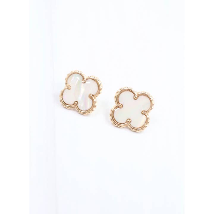 Caroline Hill - Wholesale Stud/Post Earrings - McFadyen Clover Earring Mother of Pearl