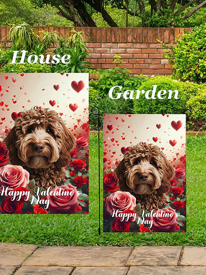 Labradoodle Chocolate - Valentine Garden Flag for wholesale by Best of Breed Products