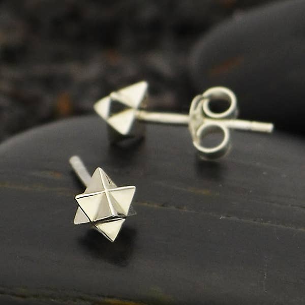 Nina Designs - Wholesale Stud/Post Earrings - Sterling Silver or Bronze Merkaba Post Earrings 6x6mm