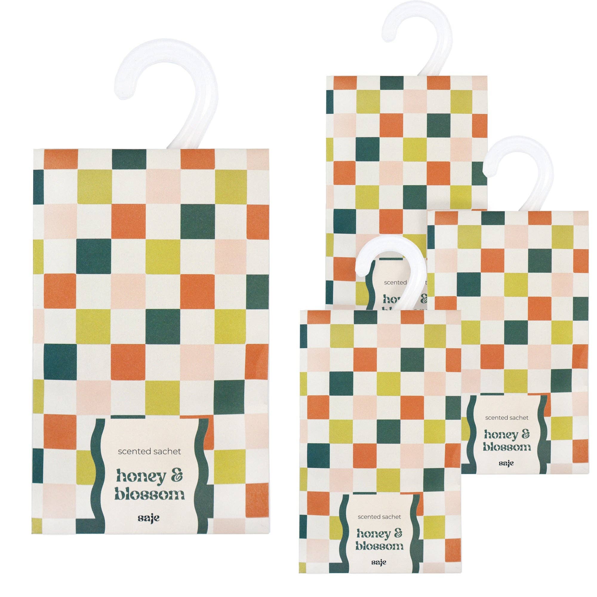 Robert Frederick Ltd – wholesale Sachet – Saje Scented Hanging Sachet - Set of 4 Honey and Blossom - Chess Design0