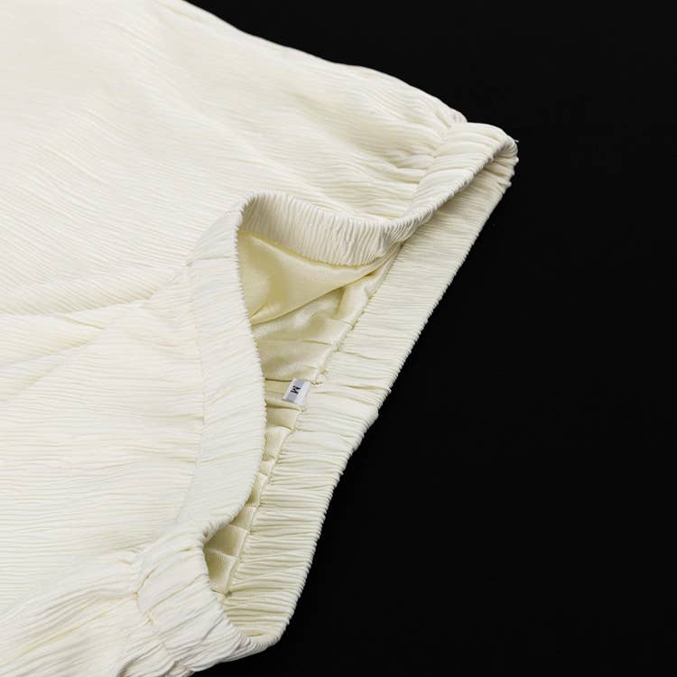 Apricot Strap Neck Mounted Backless Tops Pleated 2 Piece Sets for wholesale on Faire7