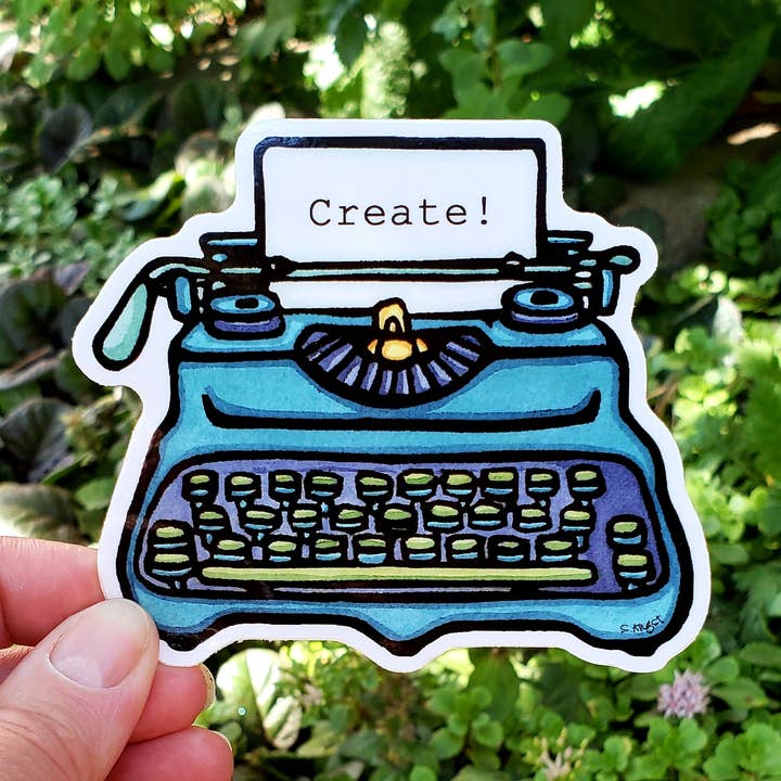 Vinyl Sticker Typewriter for wholesale by Sarah Angst Art
