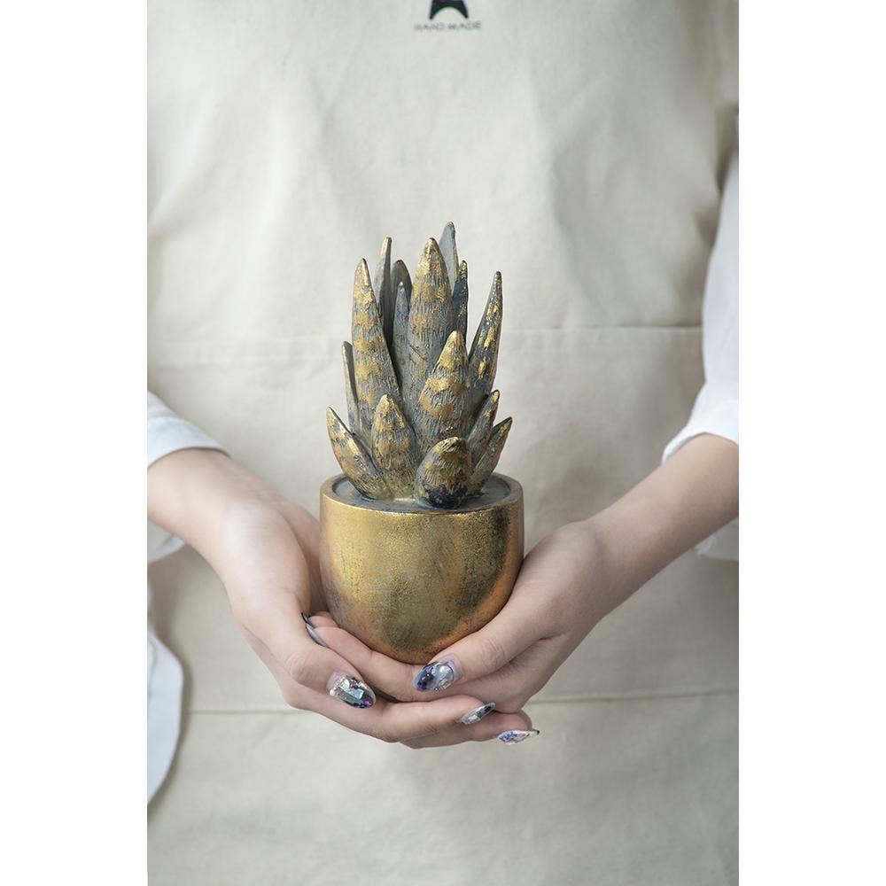 A&B Home Group Inc. - Wholesale Decorative Tabletop Object - D3.5x7" Golden Succulent Resin Planter1