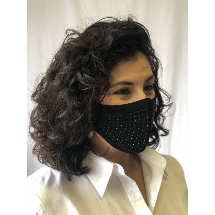 Mardi Gras Creations - Vendita all'ingrosso Mascherina non chirurgica monouso - Maschera viso nera con borchie
