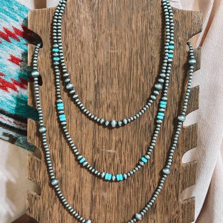 Flying A Designs - Wholesale Beaded/Pearl Necklace - Western Faux Silver Navajo Pearl 4mm 8mm Necklace2