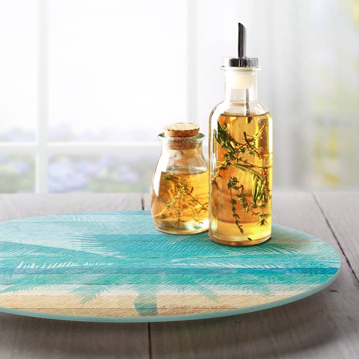 CounterArt/Highland Home/Thirstystone/CoasterStone - Wholesale Lazy Susan - Beachscapes Glass Lazy Susan Turntable 13" Round