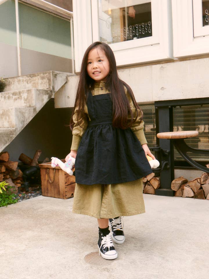 Cheengoo - Wholesale Dress - Kids - Retro Kids Pinafore Apron Dress - Black3