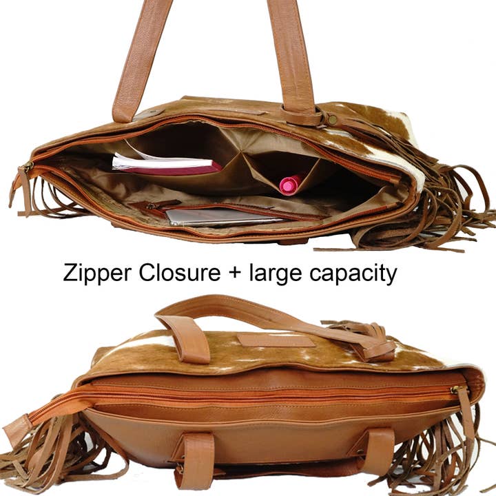 Rodeo - Wholesale Tote bag – Women's - Women cowhide bag with fringes H505C5