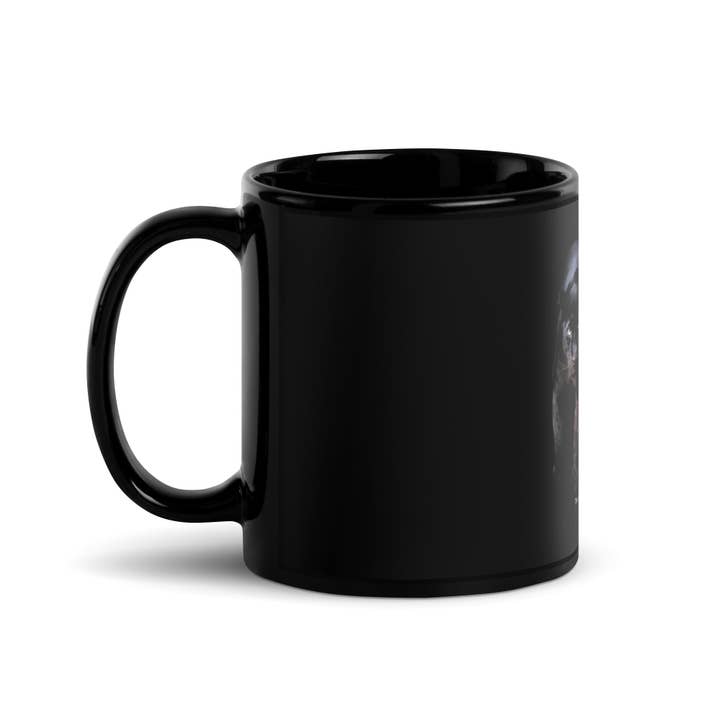 HadiArts - Venta al por mayor Taza - Diseño de Taza de Café Brillante Negra de Pantera Negra al Acecho por HadiArts
