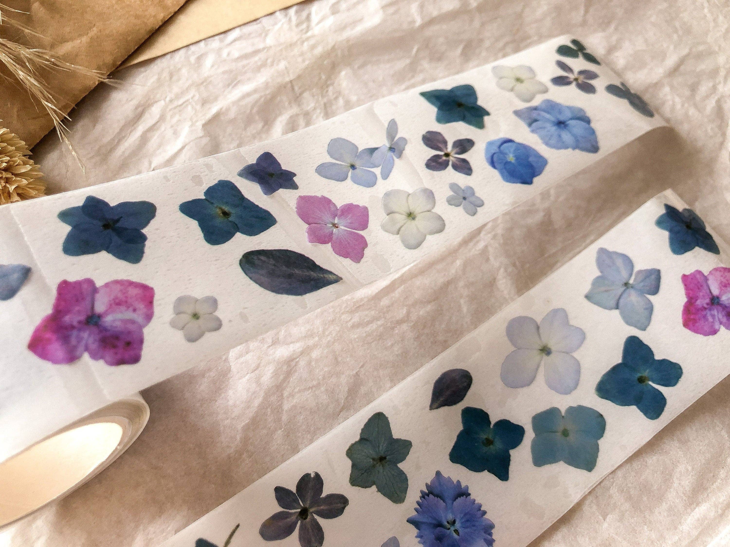 samesjournal - Vente Rubans adhésifs Washi - Ruban adhésif PET hortensias, washi transparent 5 m x 4,5 cm1