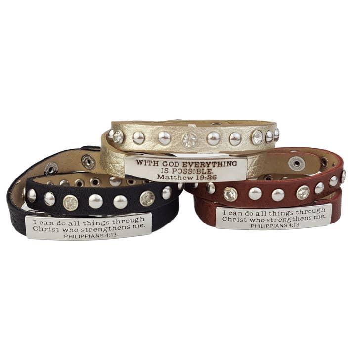 Axesoria West - Wholesale Bangle Bracelet - Prepack of 3 : Double wrap Bracelet w. Bible Verses