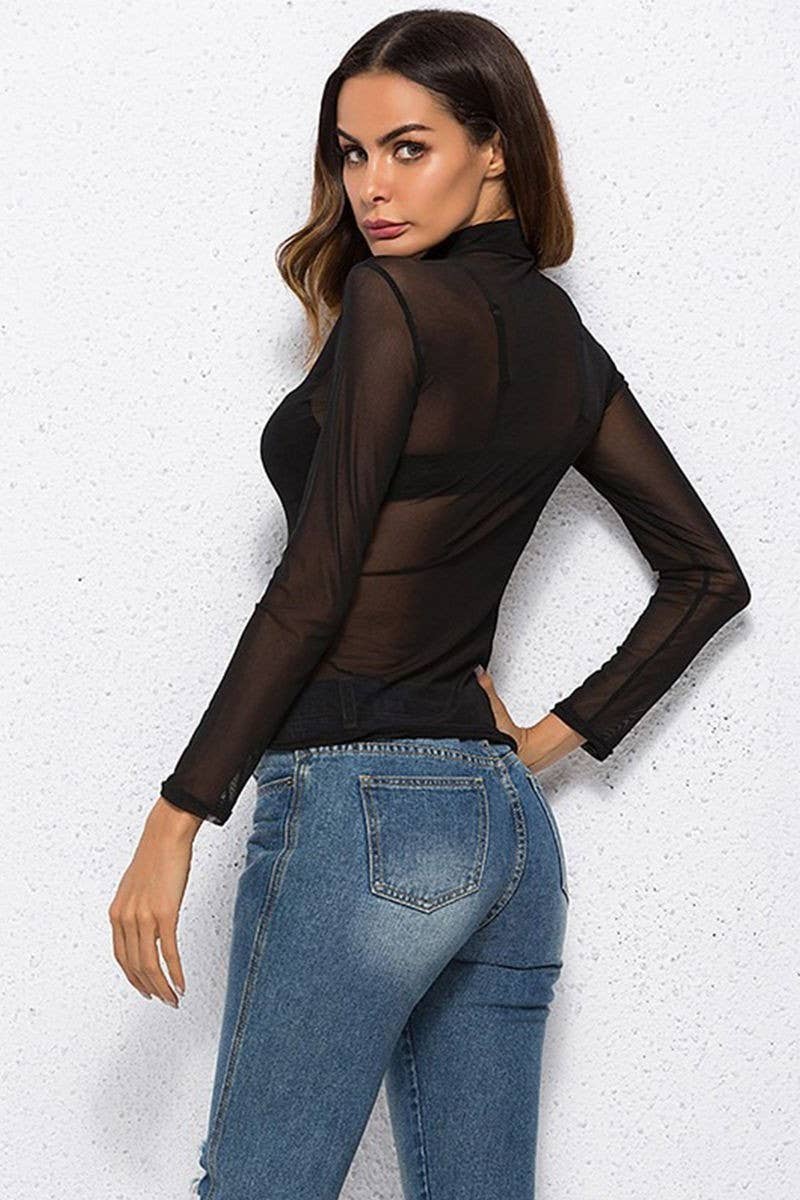 NINEXIS - Wholesale Blouse - Women's - CWTBLL3864_SHEER MESH STRETCH LONG SLEEVE TURTLENECK TOP8