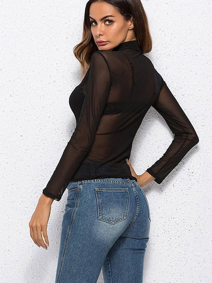 NINEXIS - Wholesale Blouse - Women's - CWTBLL3864_SHEER MESH STRETCH LONG SLEEVE TURTLENECK TOP8