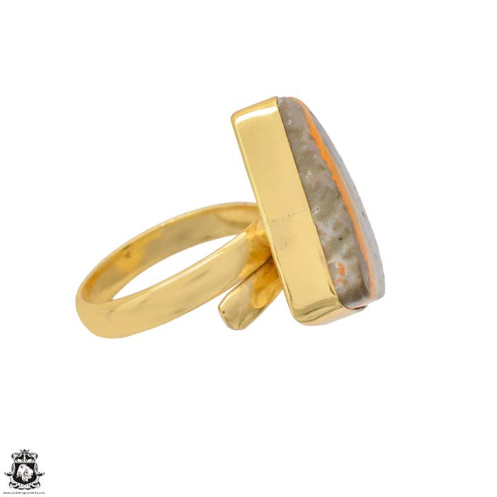 SARAH DESIGNS JEWELRY - Wholesale Cocktail/Statement Ring - Size 9.5 - Size 11 Ring Bumblebee Jasper 24K Gold Plated Ring GPR1198
