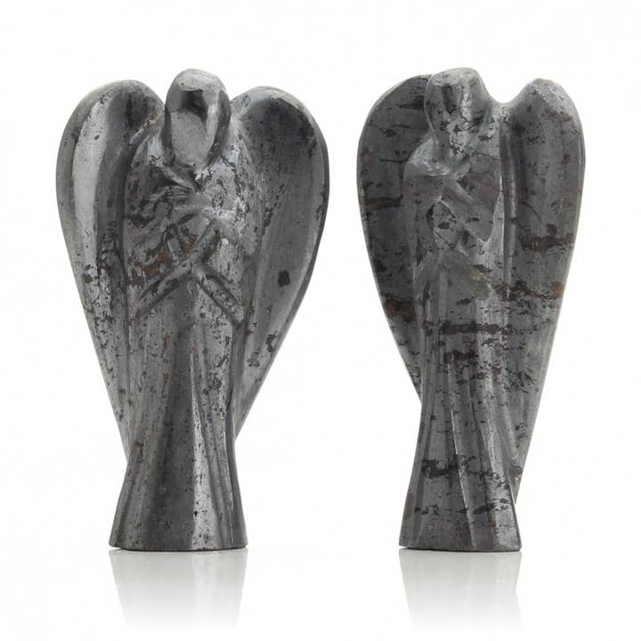 Angel carved in Hematite for wholesale by UniArt