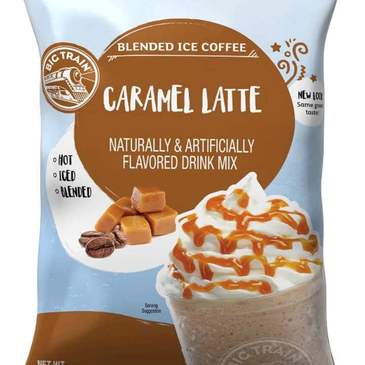 Big Train Caramel Latte Blended Iced Coffee Mix for wholesale by Dark Canyon Coffee Company
