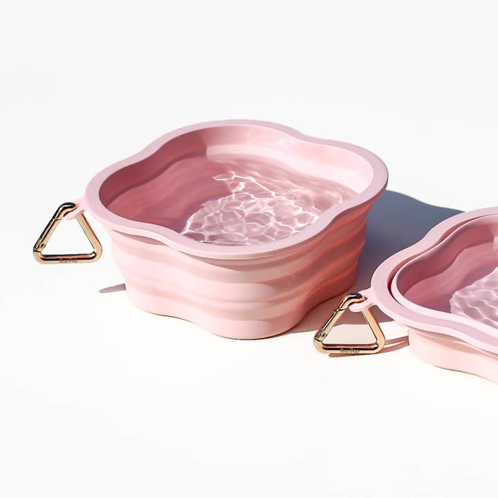 Collapsible Water Bowl Silicone BPA Free | Berry Pink for wholesale by Bop Pop Pets