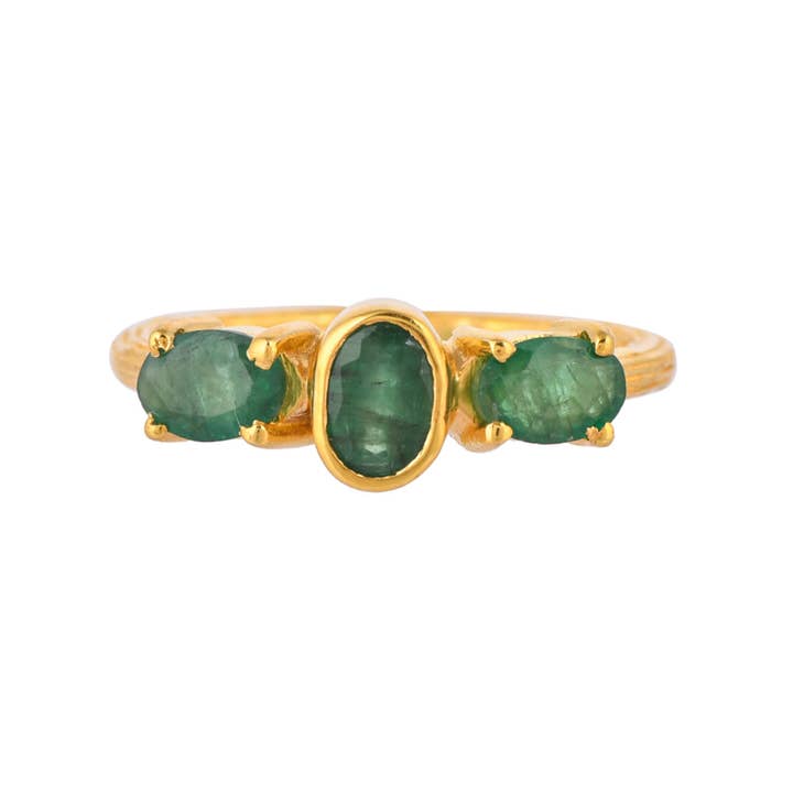 Emerald Gold Vermeil Over Sterling Silver Ring,Timeless Gift for wholesale by Misteerious Seed