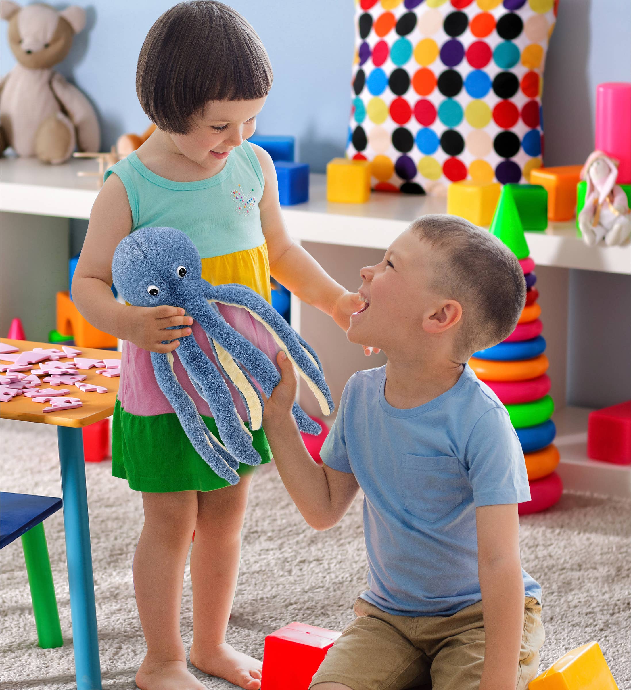 Cota Global – Engroshandel Plyslegetøj - Børn og baby – Super-blød plys - Blæksprutte blå 15"5