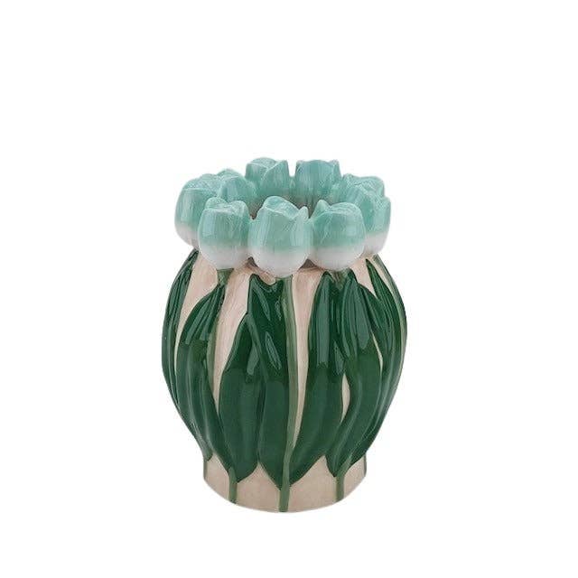 Housevitamin bv - Wholesale Vase - Vase- Tulips- Dolomite- Mint/ Green-14x14x18cm