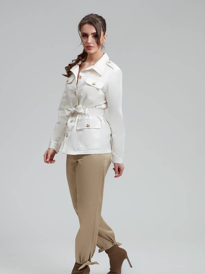 Beige Safari Pants for wholesale by Alberto Makali