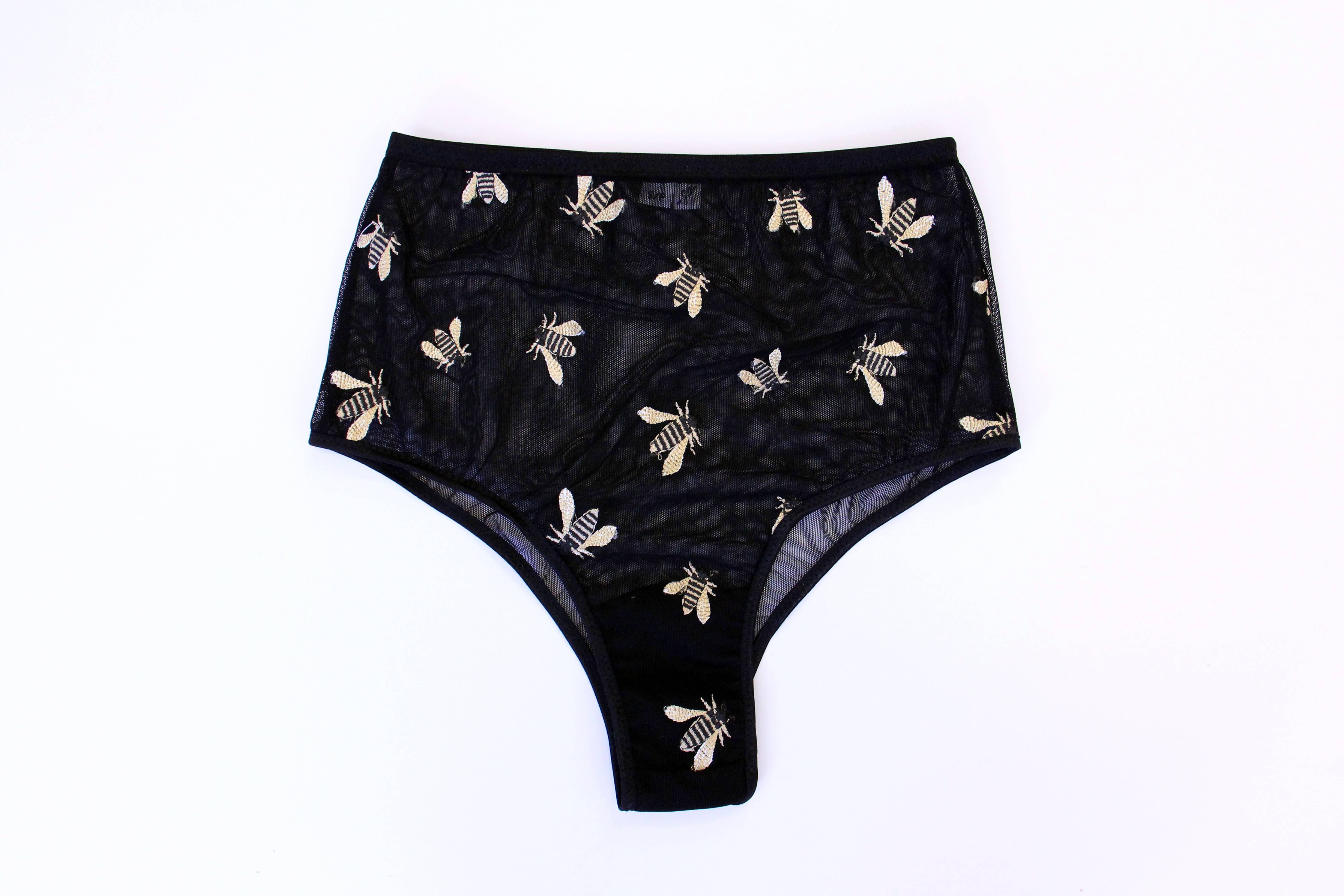 Jordan de Ruiter - Wholesale Underwear – Women's - High Rise Brazilian Panty: Bee Embroidery