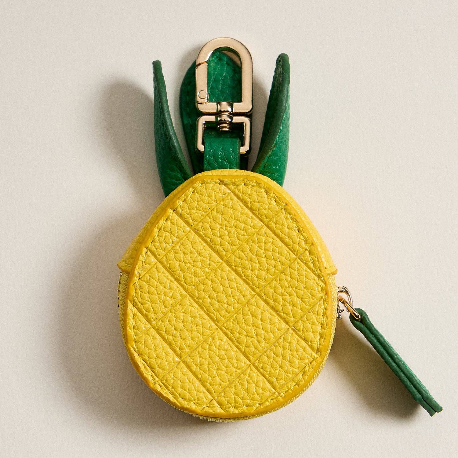 YE Refined Pineapple Pouch in Textured Leather with Keyring Clip for wholesale on Faire1