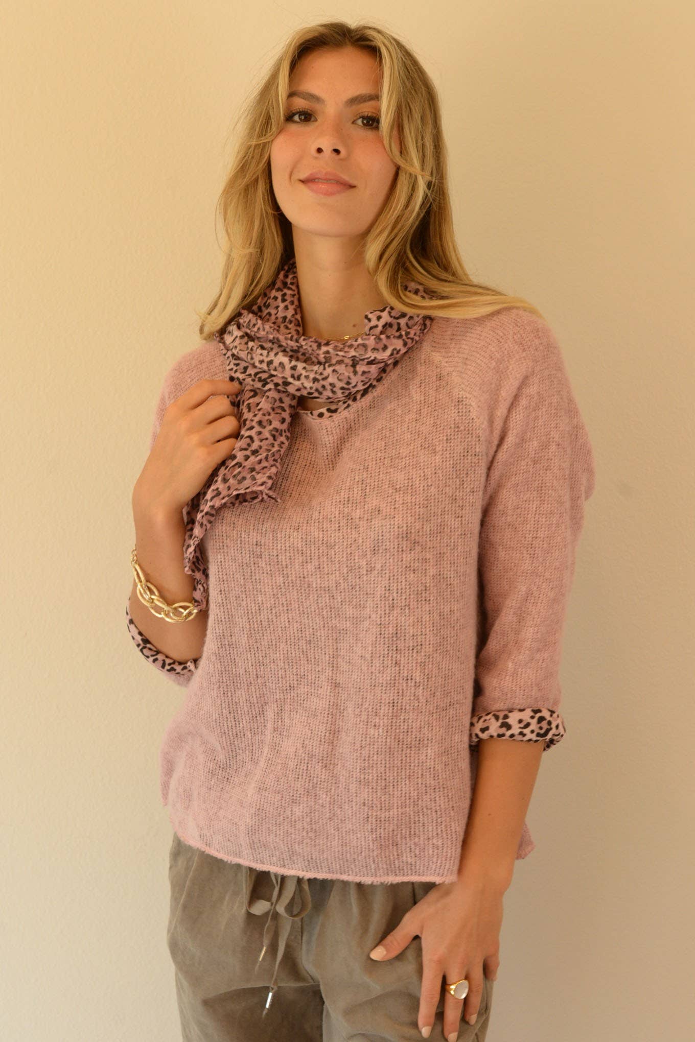 Ambiente - Wholesale Knit Sweater - Women's - WASHED VISCOSE BLENDED MOHAIR SWEATER-T2309EL1862116