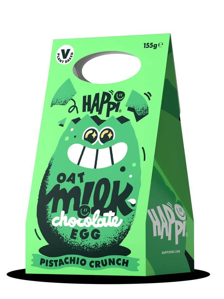 NOUVEL Œuf de Pâques en chocolat au lait d'avoine HAPPi Pistachio Crunch pour la vente par Happi