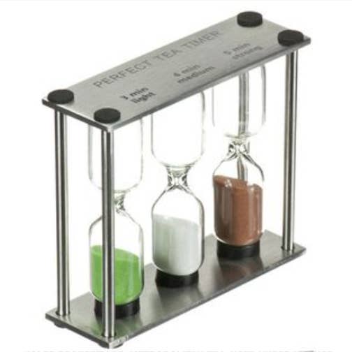 Tea and Coffee Exchange - Wholesale Timer - The Perfect Tea Timer - Stainless Steel and Glass, with Sand