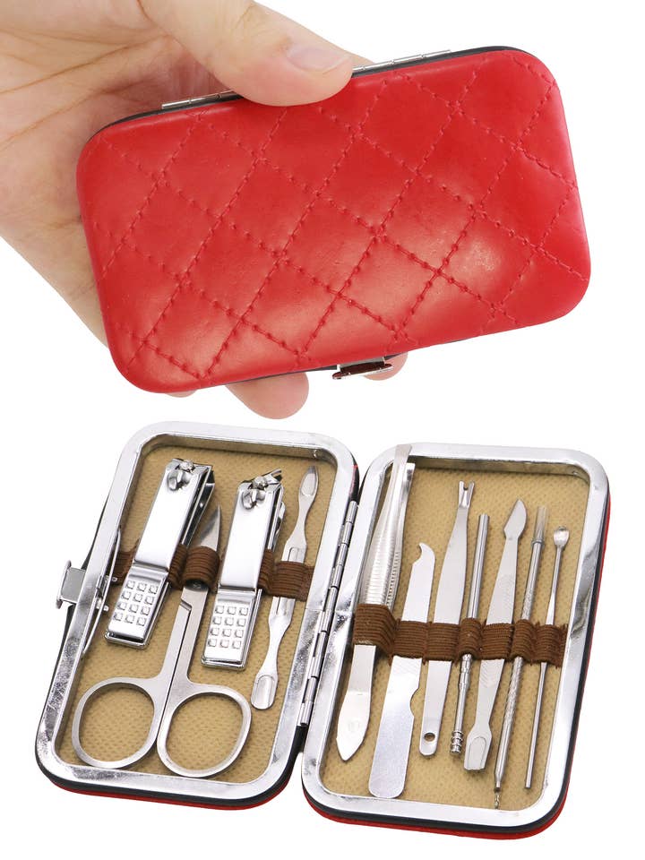 Conjunto de Cuidados de Unhas em Pele Vegan com Acolchoado Diamante de 11 Peças por atacado de Cap Zone