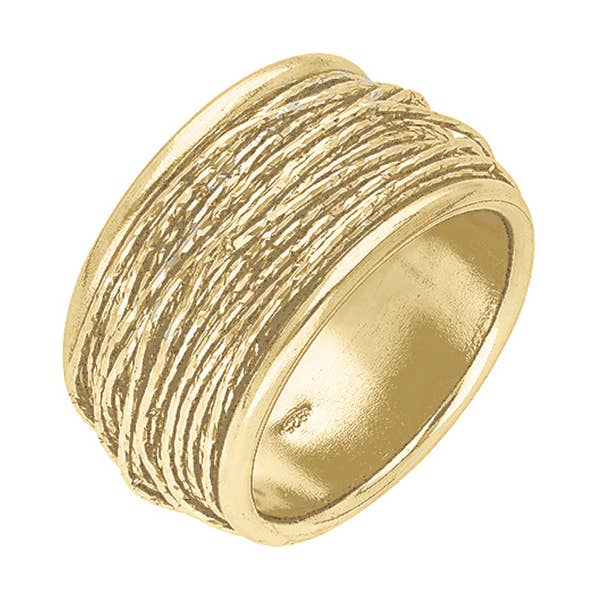 Gold silver ring with large sparkling thread for wholesale by ORUS BIJOUX
