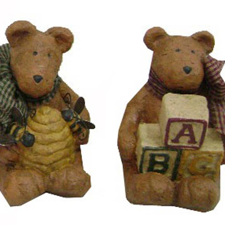 Papir Mache Bears med Tilbehør, Siddende, Assorteret, Sæt af 2 - 4.5" Tall for engroshandel hos Birch Maison