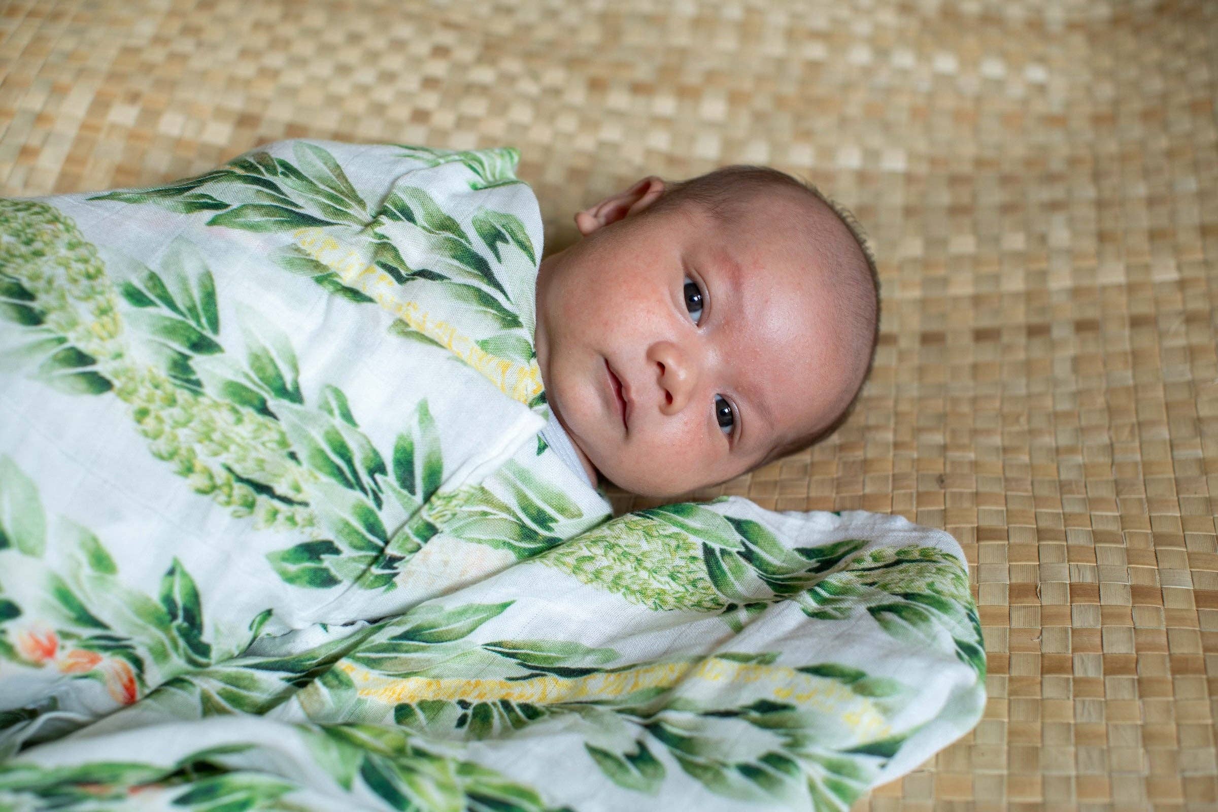 The Keiki Dept - Wholesale Swaddle - Baby - Lei Maile Kapa Moe - Hawaiian Bamboo Swaddle5